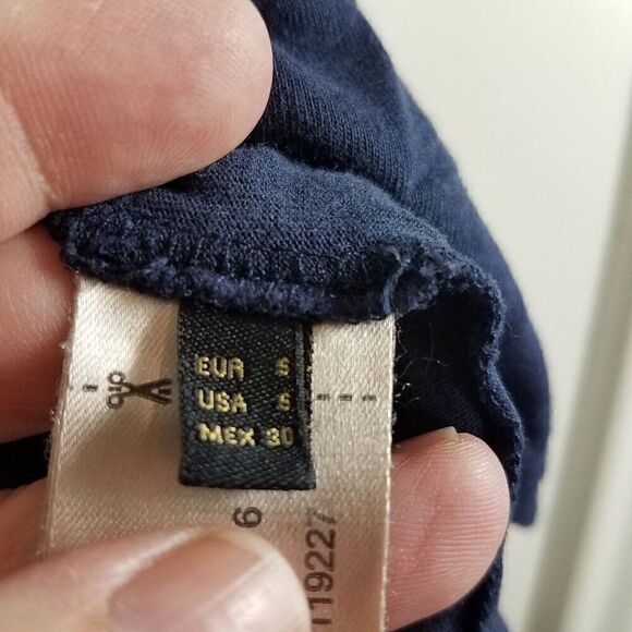Massimo Dutti S Short Sleeve Navy Blouse Scoop Neck Casual Career Stretch Small - Picture 6 of 14